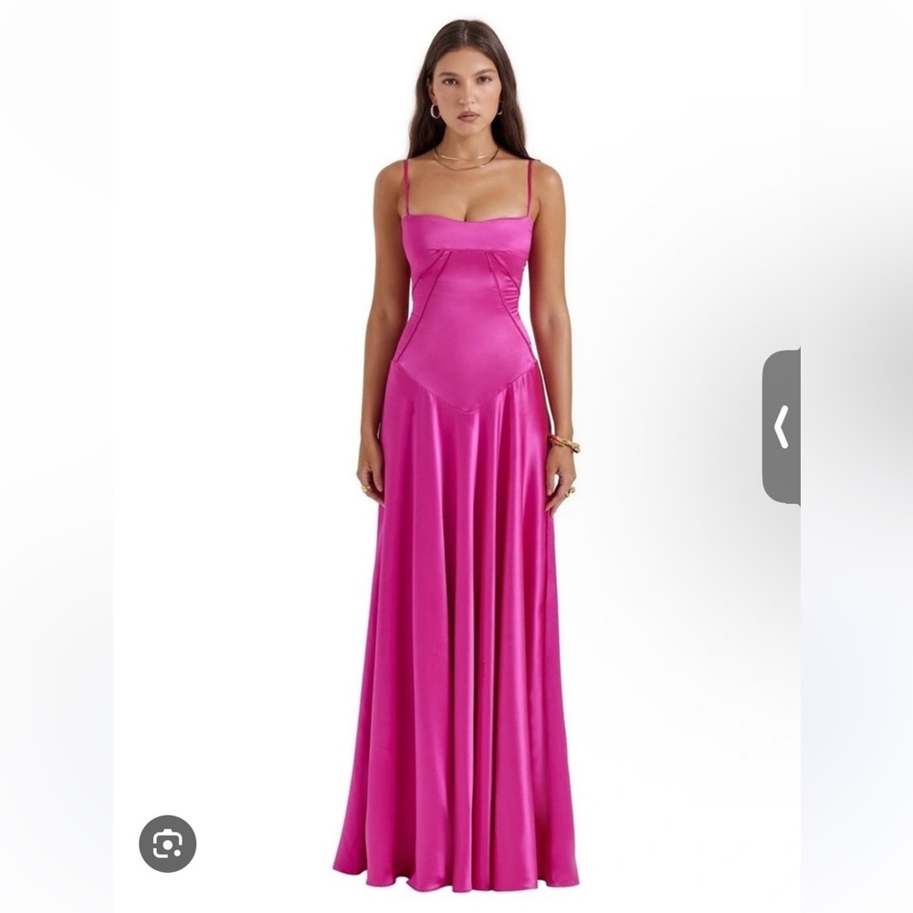 House of CB Anabella Fuchsia Lace Up Maxi Dress